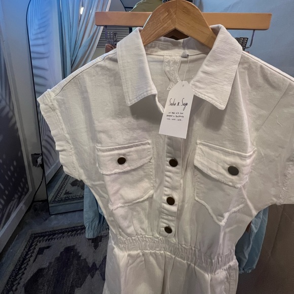 Scenic Life White Denim Romper - Picture 7 of 11